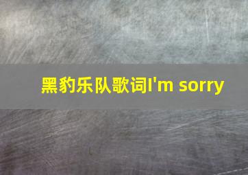 黑豹乐队歌词I'm sorry